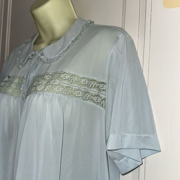 Vintage 50s/60s Artemis light blue short sleeve button front pajama top - Picture 4 of 8